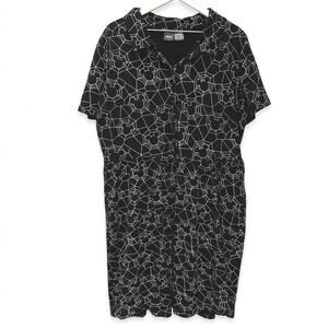 DISNEY CAKEWORTHY Mickey Mouse Spiderweb Button Up Dress Black 3XL Plus Size